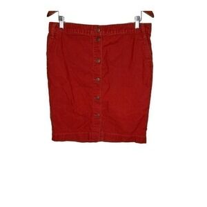 J. crew rust color corduroy button front skirt pockets career casual size 10